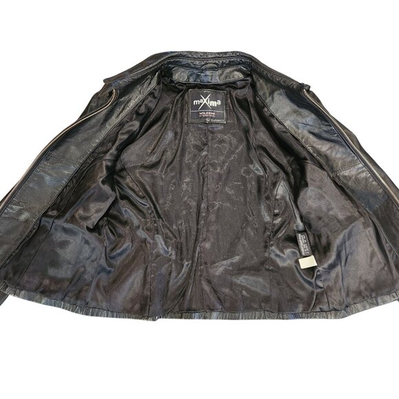 Maxima by Wilsons Women’s Black Genuine Leather Jacket Size L - Picture 7 of 13